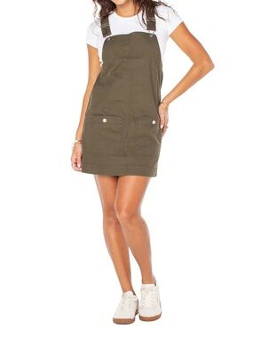 Celebrity Pink Olive Green Overall Pinafore Dress